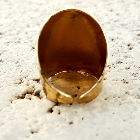 New Huge Titanium Window Druzy Adjustable Gold Ring. - Picture 12 of 16